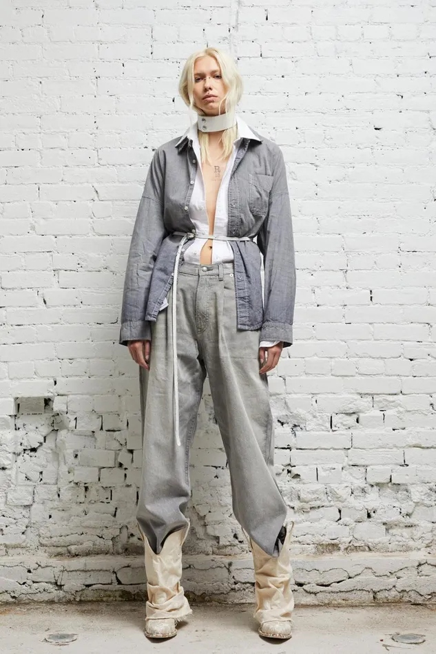 R13 Sale Women DAMON PLEATED WIDE LEG 8211 WADE GREY