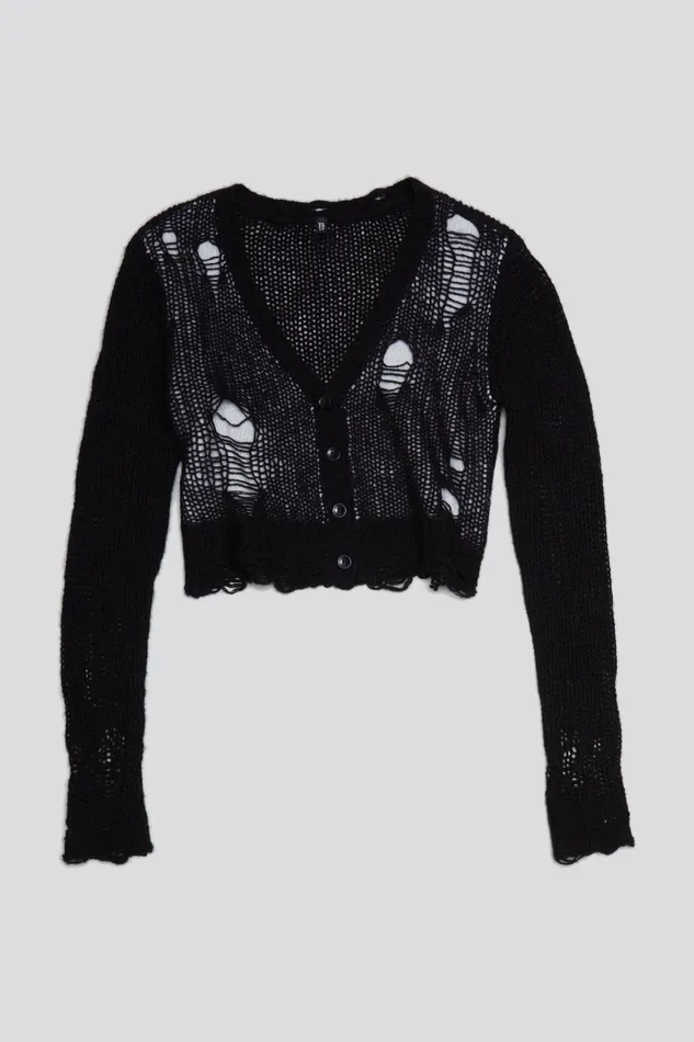 R13 Sale Women DOUBLE LAYER BABY CARDIGAN 8211 BLACK AND ECRU