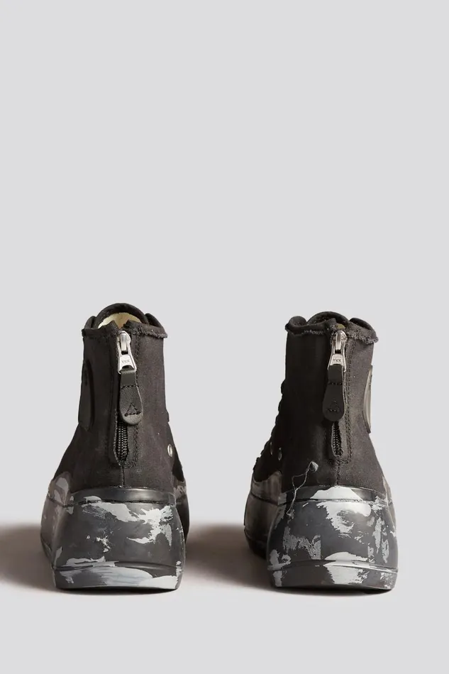 R13 Sale Women KURT HIGH TOP SNEAKERS 8211 SCRATCH PAINT BLACKOUT