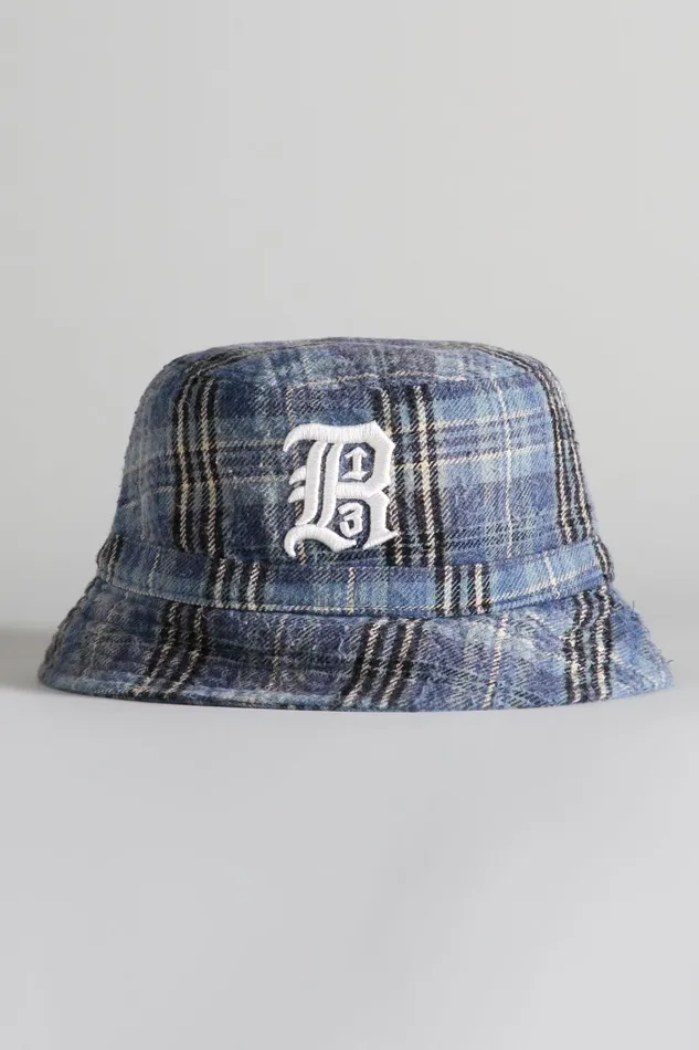 R13 Sale Women LAYERED BUCKET HAT 8211 BLUE PLAID