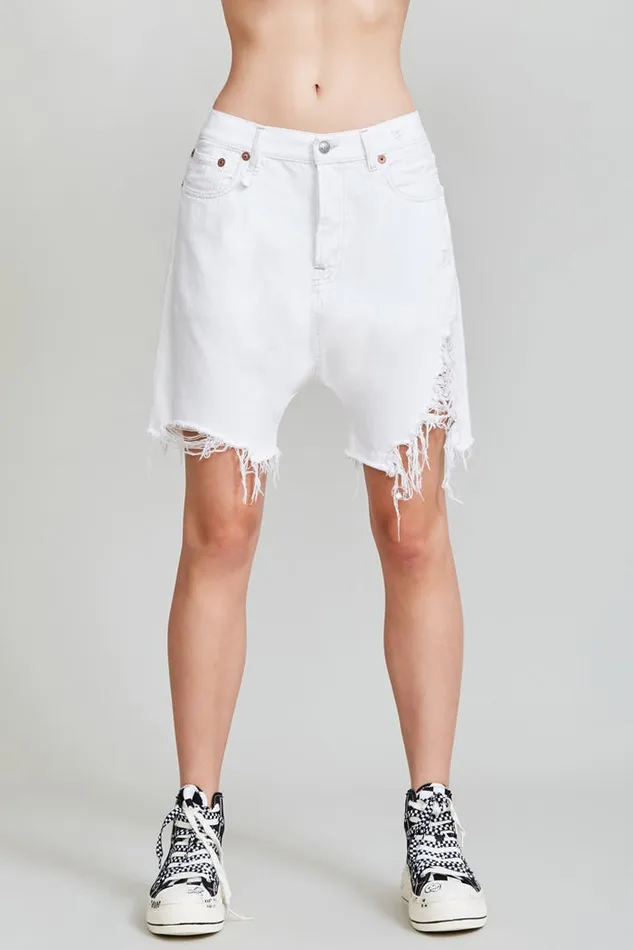 R13 Sale Women Marky Drop Short 8211 Nico White Denim
