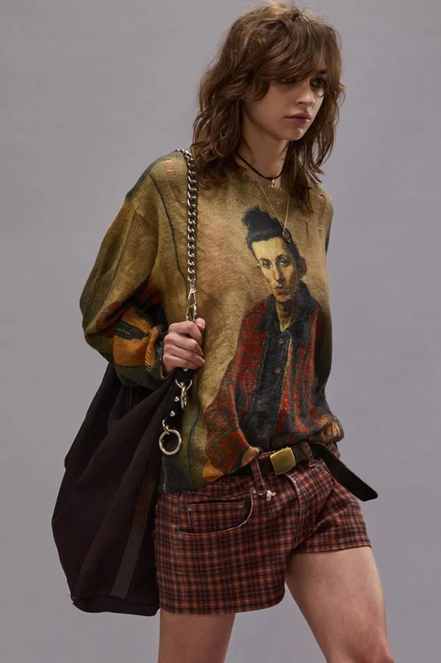 R13 Sale Women PRINTED BOYFRIEND SWEATER 8211 MULTICOLOR