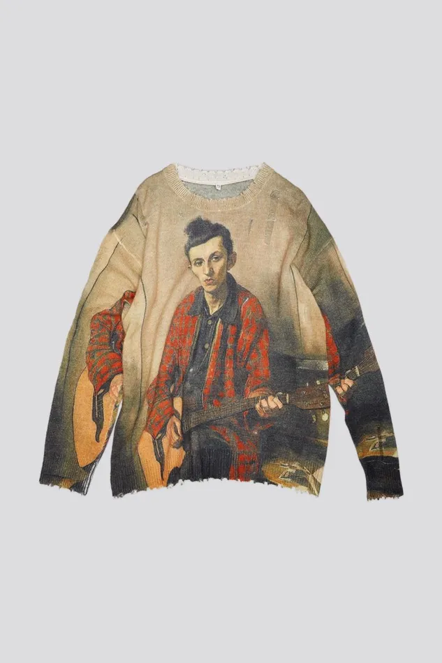 R13 Sale Women PRINTED BOYFRIEND SWEATER 8211 MULTICOLOR