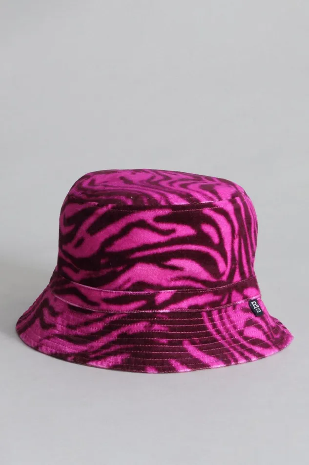 R13 Sale Women Reversible Bucket Hat 8211 Magenta Tiger With Leopard