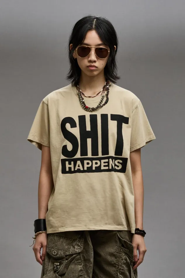 R13 Sale Women SHIT HAPPENS BOY T 8211 KHAKI
