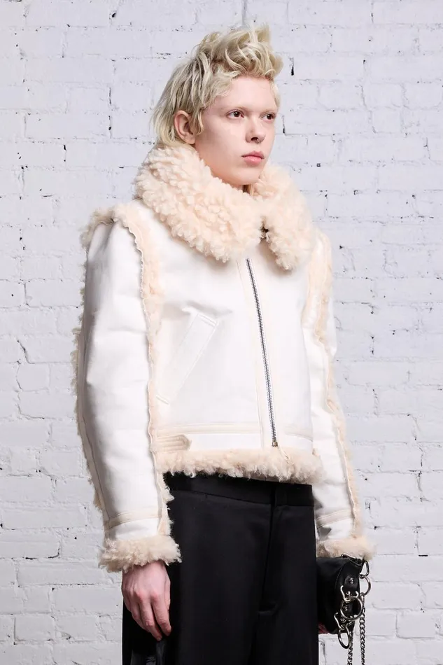 R13 Sale Women SHRUNKEN FLAT SLEEVE AVIATOR 8211 WHITE