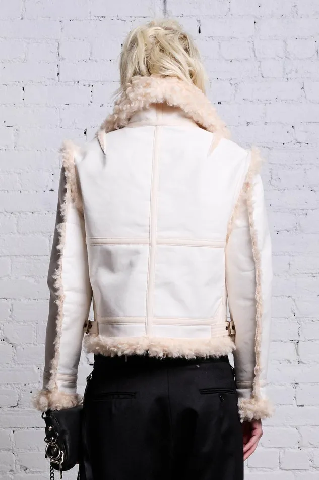 R13 Sale Women SHRUNKEN FLAT SLEEVE AVIATOR 8211 WHITE