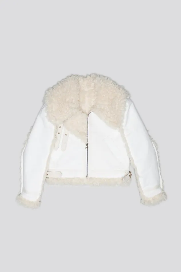 R13 Sale Women SHRUNKEN FLAT SLEEVE AVIATOR 8211 WHITE