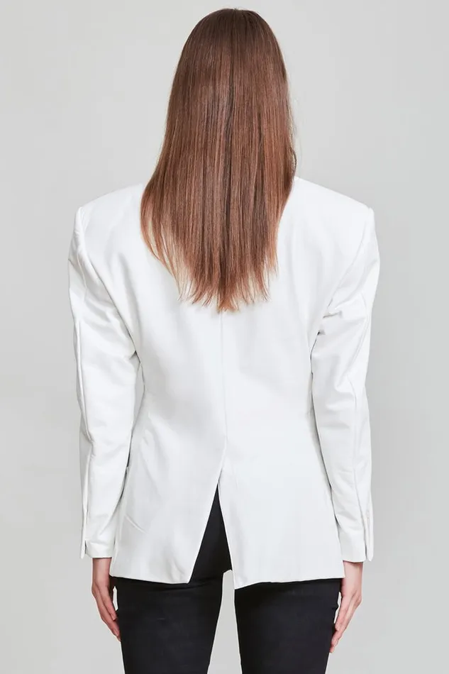 R13 Sale Women Strong Shoulder Notch Lapel Blazer Denim