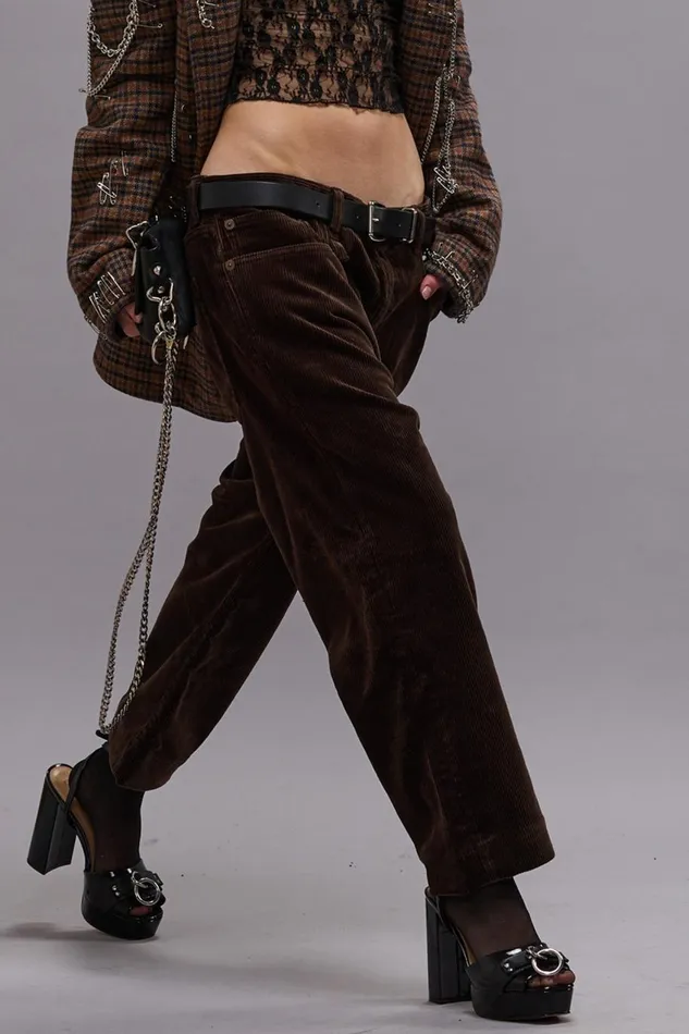 R13 Sale Women XBOYFRIEND JEAN 8211 DARK CHOCOLATE CORDUROY