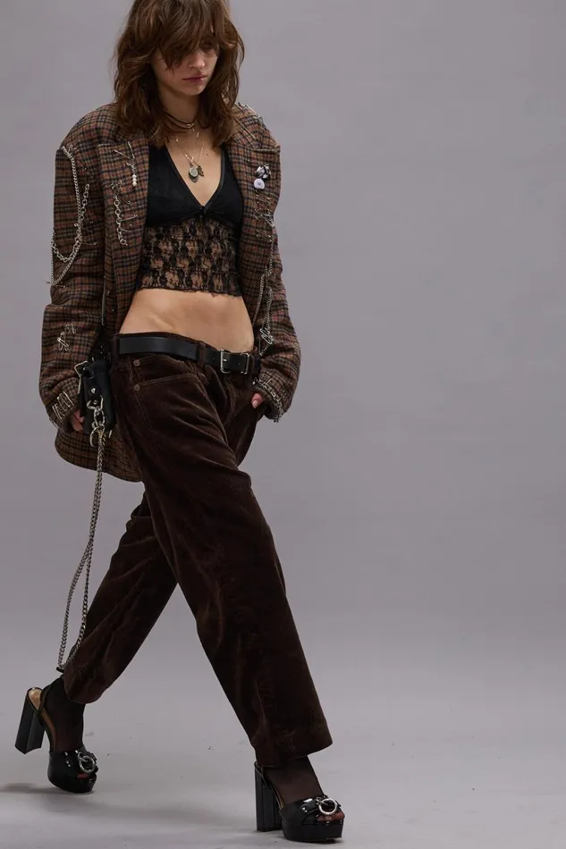R13 Sale Women XBOYFRIEND JEAN 8211 DARK CHOCOLATE CORDUROY