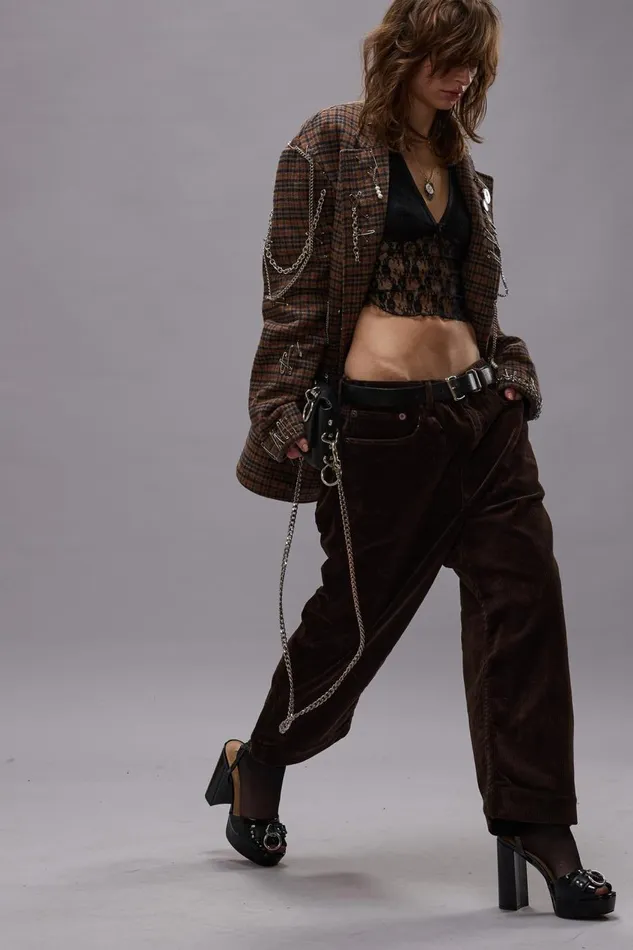 R13 Sale Women XBOYFRIEND JEAN 8211 DARK CHOCOLATE CORDUROY