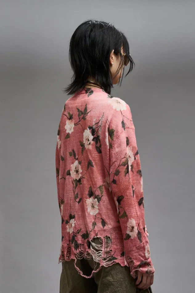 R13 Sweaters Women BOYFRIEND CARDIGAN 8211 RED FLORAL