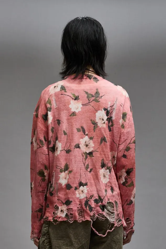 R13 Sweaters Women BOYFRIEND CARDIGAN 8211 RED FLORAL