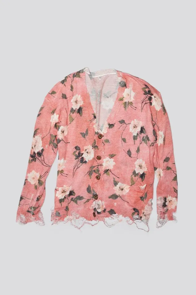 R13 Sweaters Women BOYFRIEND CARDIGAN 8211 RED FLORAL