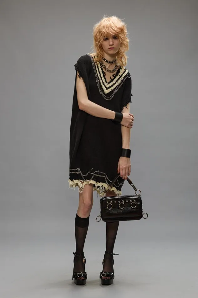 R13 Sweaters Women CHAIN EMBELLISHED VEST DRESS 8211 BLACK