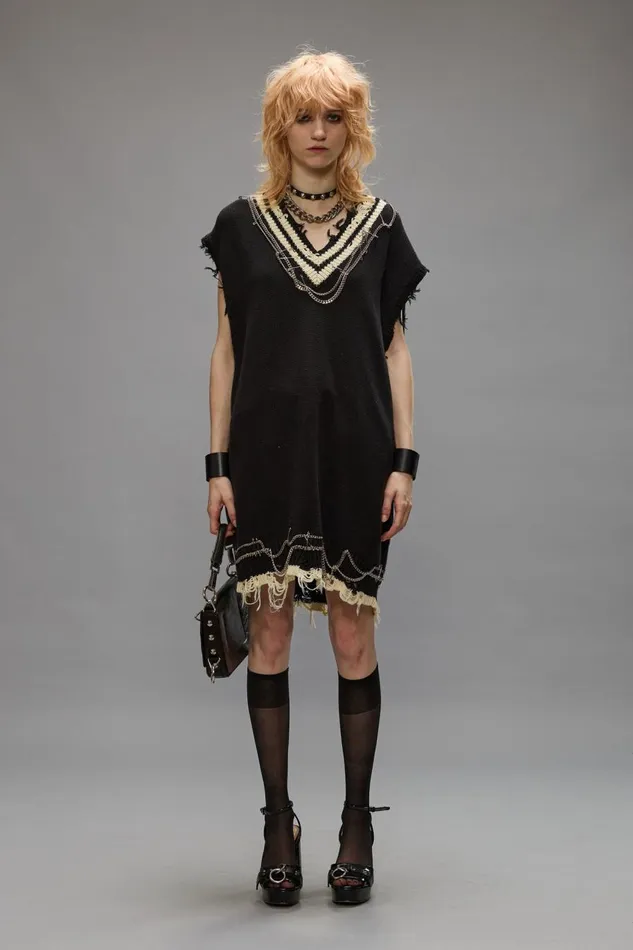 R13 Sweaters Women CHAIN EMBELLISHED VEST DRESS 8211 BLACK R13 Sweaters Women CHAIN EMBELLISHED VEST DRESS 8211 BLACK