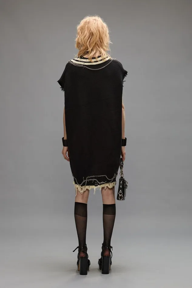 R13 Sweaters Women CHAIN EMBELLISHED VEST DRESS 8211 BLACK R13 Sweaters Women CHAIN EMBELLISHED VEST DRESS 8211 BLACK