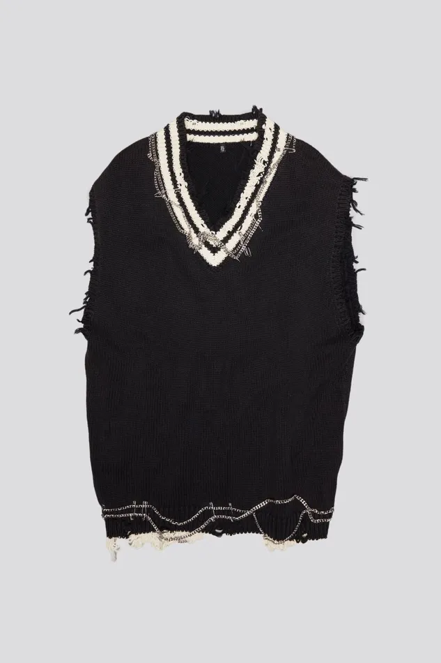 R13 Sweaters Women CHAIN EMBELLISHED VEST DRESS 8211 BLACK R13 Sweaters Women CHAIN EMBELLISHED VEST DRESS 8211 BLACK