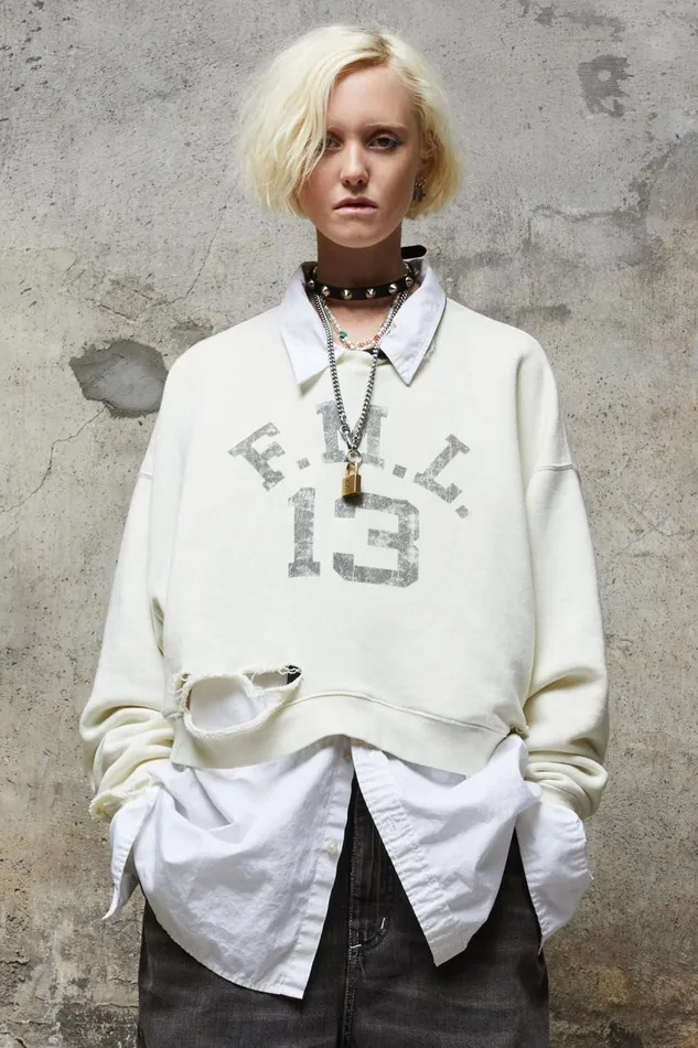 R13 Sweaters Women CROPPED FML 13 CREWNECK 8211 ECRU
