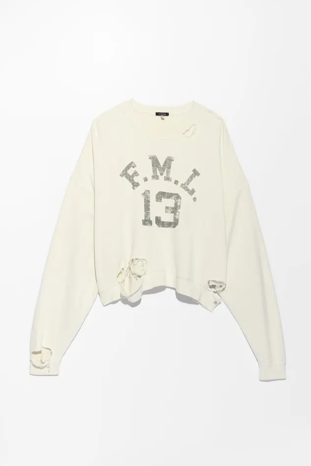 R13 Sweaters Women CROPPED FML 13 CREWNECK 8211 ECRU