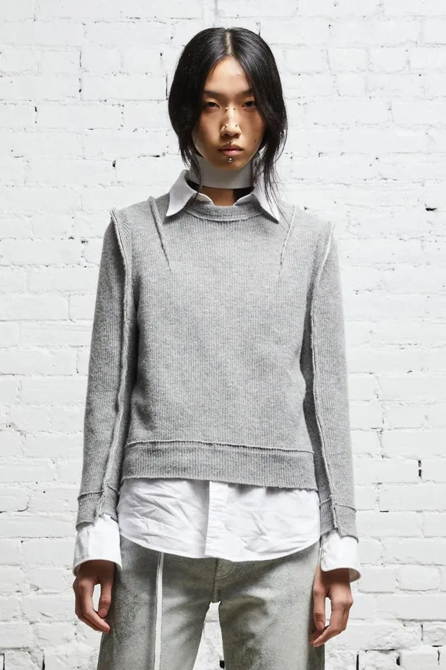R13 Sweaters Women FLAT SLEEVE CREWNECK 8211 HEATHER GREY