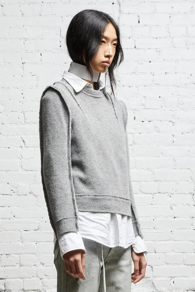 R13 Sweaters Women FLAT SLEEVE CREWNECK 8211 HEATHER GREY