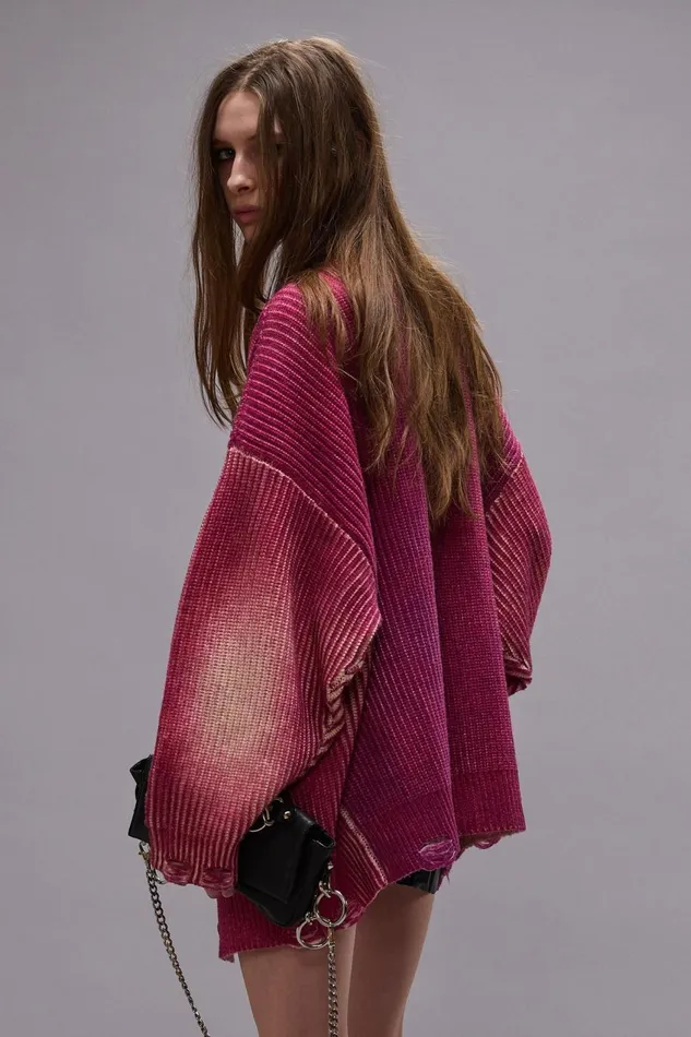 R13 Sweaters Women OVERSIZED CARDIGAN 8211 RASPBERRY PRINT