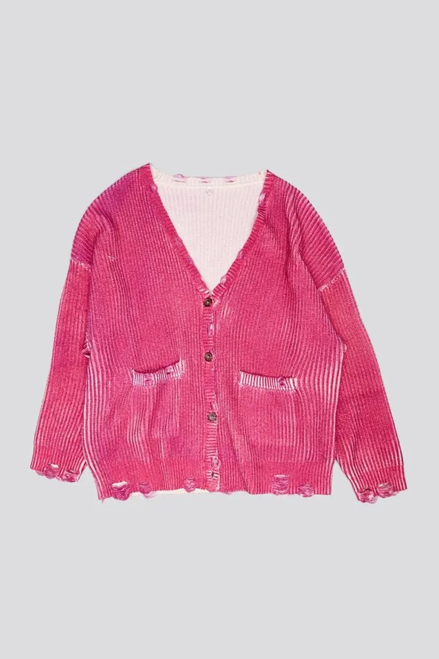 R13 Sweaters Women OVERSIZED CARDIGAN 8211 RASPBERRY PRINT