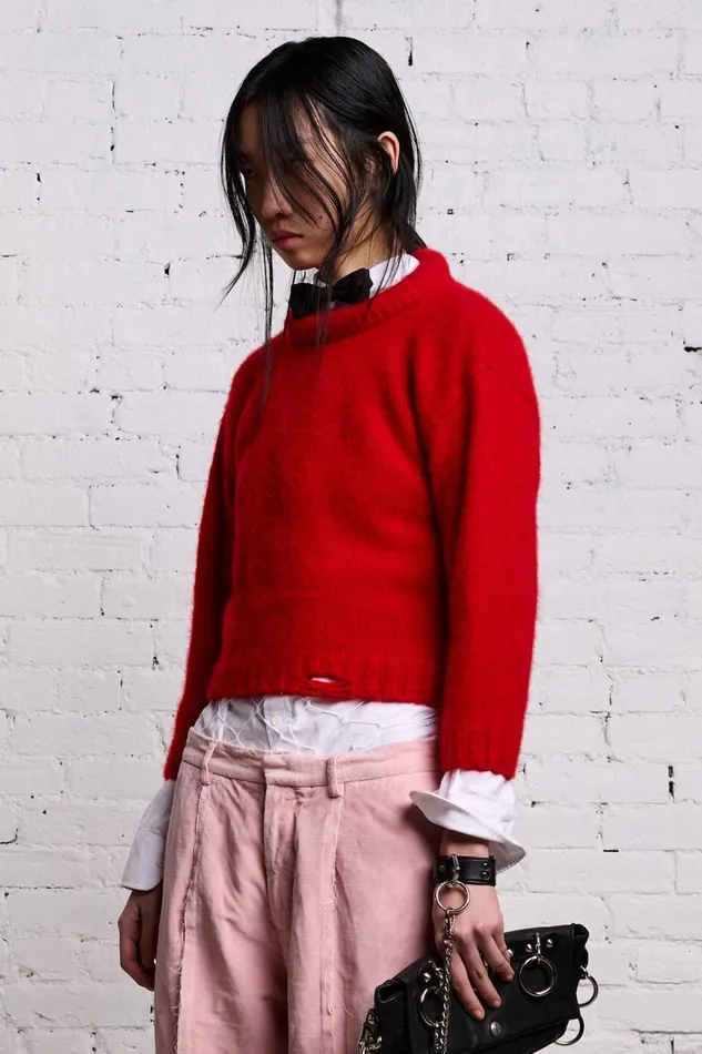 R13 Sweaters Women SHRUNKEN CREWNECK 8211 RED