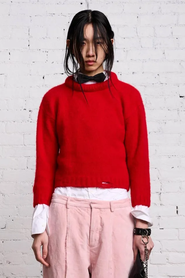 R13 Sweaters Women SHRUNKEN CREWNECK 8211 RED