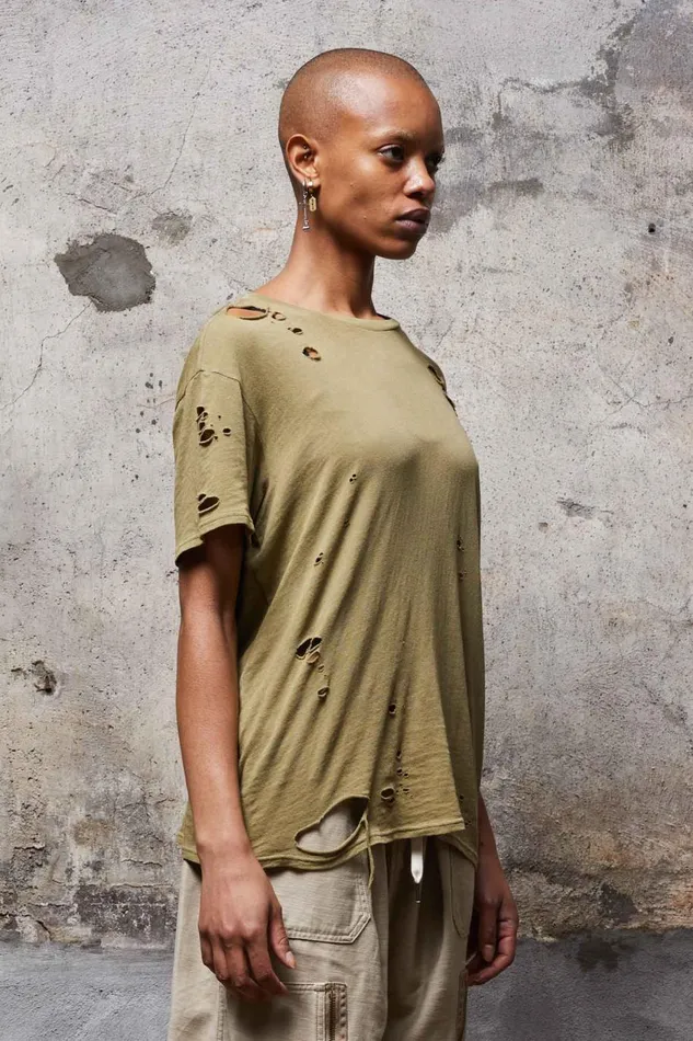R13 TShirts Women DESTROYED BOY T 8211 LIGHT GREEN
