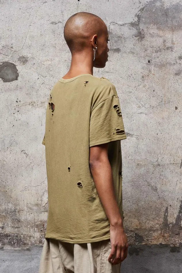 R13 TShirts Women DESTROYED BOY T 8211 LIGHT GREEN