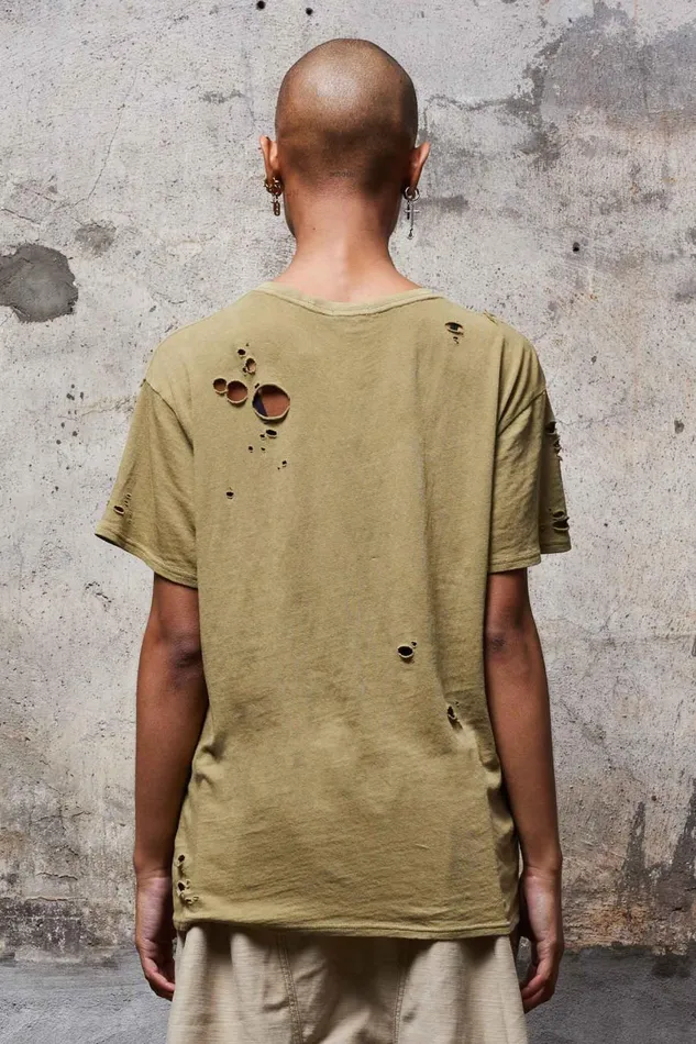R13 TShirts Women DESTROYED BOY T 8211 LIGHT GREEN