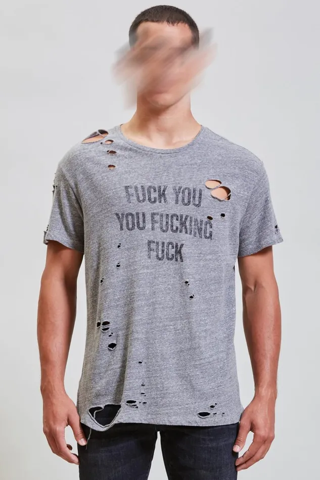R13 TShirts Women FU Ripped Boy T 8211 Heather Grey Denim