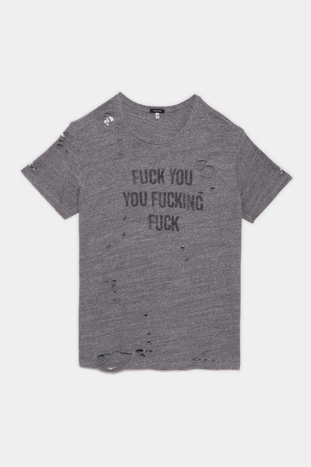 R13 TShirts Women FU Ripped Boy T 8211 Heather Grey Denim