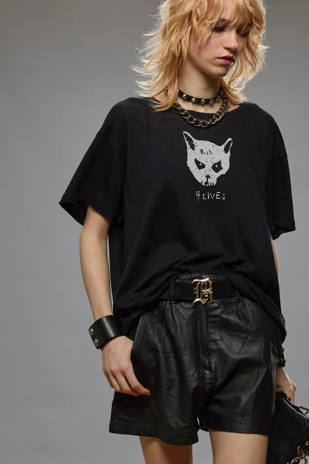 R13 TShirts Women NINE LIVES BOY TEE 8211 BLACK