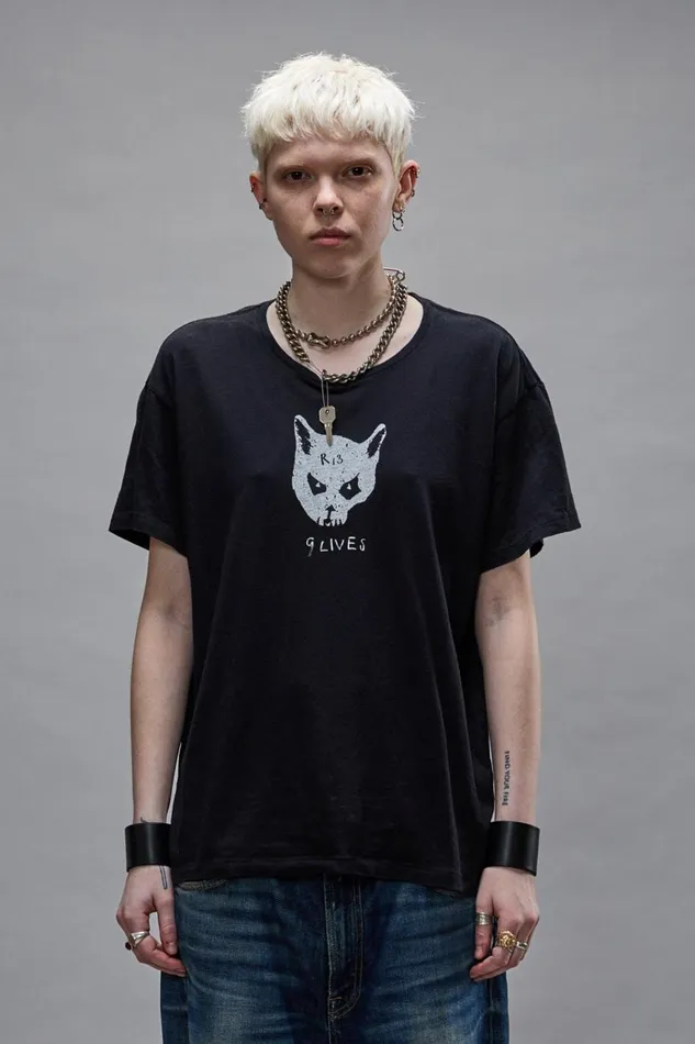 R13 TShirts Women NINE LIVES BOY TEE 8211 BLACK