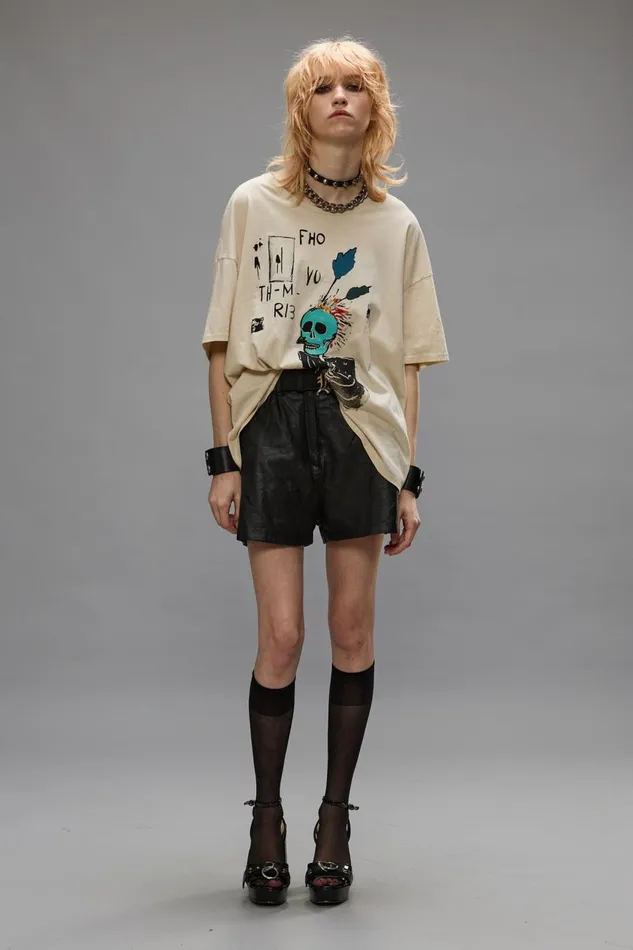 R13 TShirts Women RELAXED PUNK SKETCH TEE 8211 NATURAL