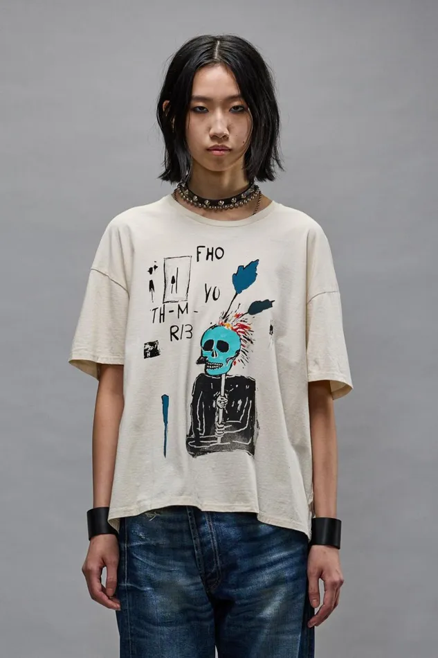 R13 TShirts Women RELAXED PUNK SKETCH TEE 8211 NATURAL