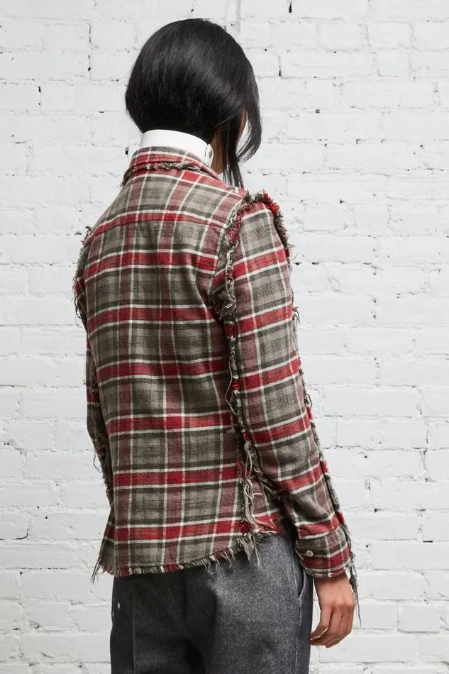 R13 Tops Women FLAT SLEEVE SHIRT 8211 GREY PLAID