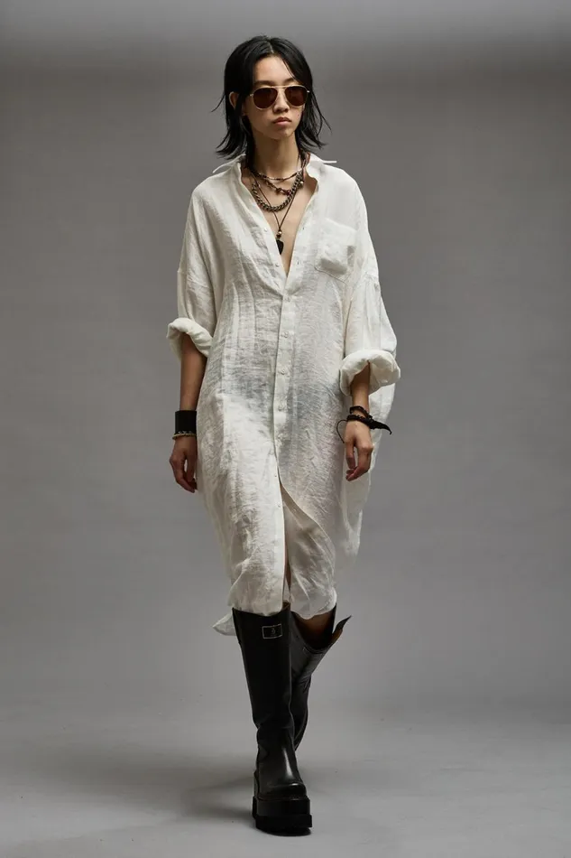 R13 Tops Women JUMBO SHIRTDRESS 8211 WHITE