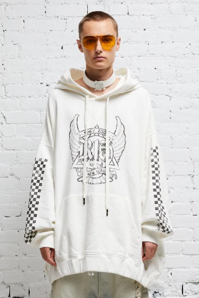 R13 Tops Women JUMBO SKATE HOODIE 8211 WHITE