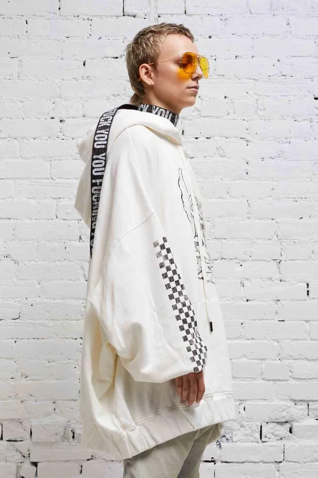 R13 Tops Women JUMBO SKATE HOODIE 8211 WHITE