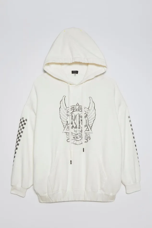R13 Tops Women JUMBO SKATE HOODIE 8211 WHITE