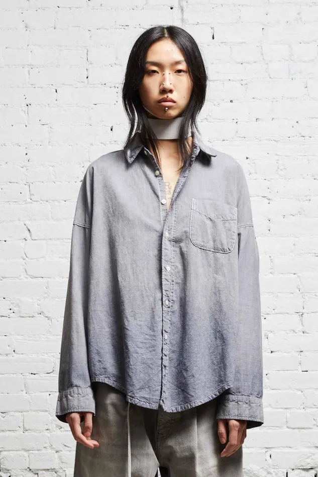 R13 Tops Women LONG SLEEVE BUTTONUP 8211 BLACK CHAMBRAY