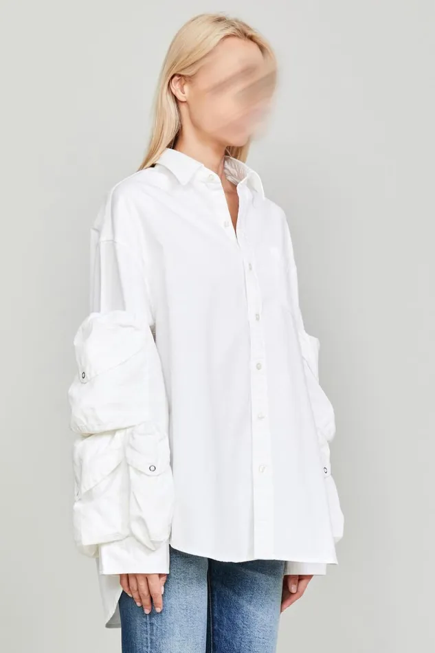 R13 Tops Women MULTIPOCKET BUTTON DOWN 8211 WHITE