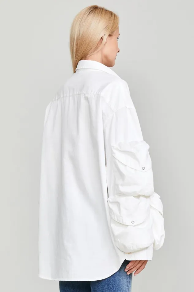 R13 Tops Women MULTIPOCKET BUTTON DOWN 8211 WHITE