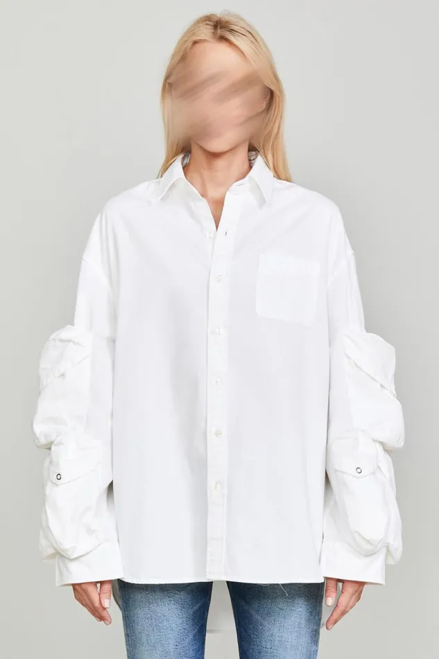 R13 Tops Women MULTIPOCKET BUTTON DOWN 8211 WHITE