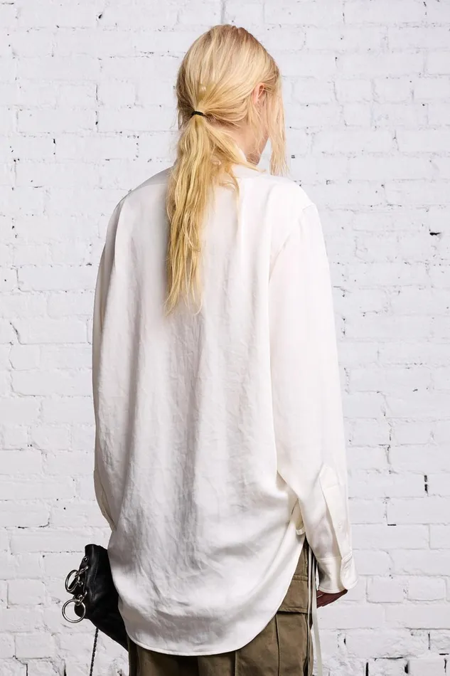 R13 Tops Women SHIRRED BOYFRIEND SHIRT 8211 WHITE